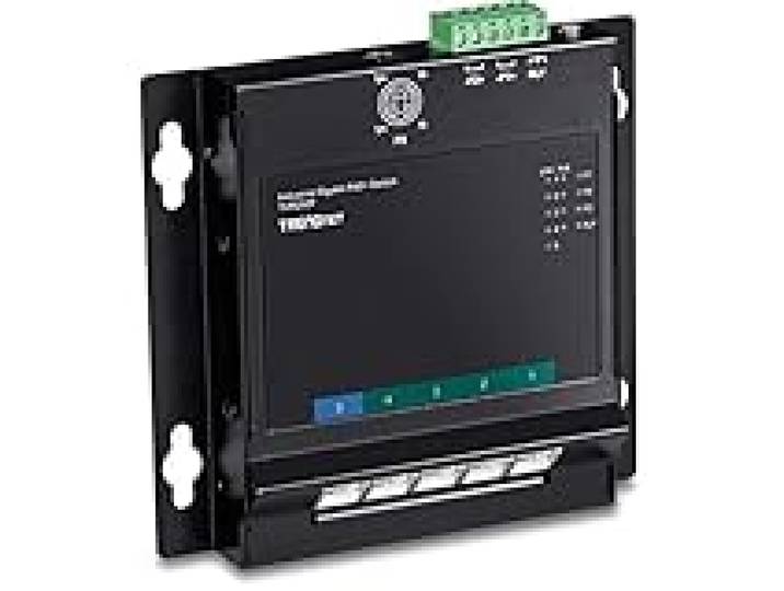 TRENDnet, TI-PG50F, Commutateur d'accès Mural Gigabit Poe+ Industriel à 5 Ports, 5 Ports Gigabit Poe+, Montage sur Rail DIN, entrée d'alimentation 48-57 V CC, IP30, Budget Poe 120 W