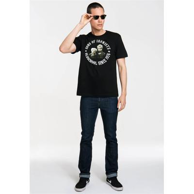 T-Shirt LOGOSHIRT "Muppets - Waldorf & Statler - Sons Of Ironists", Herren, Gr. S, schwarz, 100% Baumwolle, bedruckt, normal, Rundhals, Shirts T-Shirt, mit coolem Print