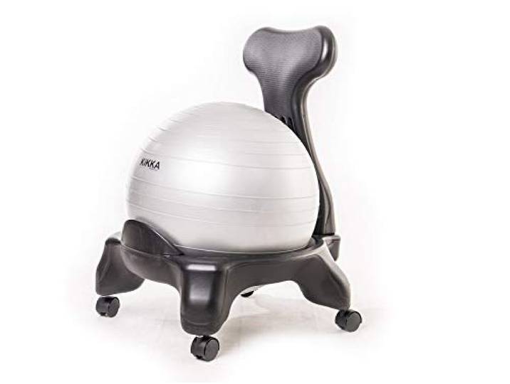 KIKKA ACTIVE CHAIR - Ergonomischer Stuhl mit aufblasbarem Ball (Grau)