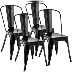 CLP 4er Set Stapelstühle Benedikt Metall HBT: 89x44x48 cm schwarz