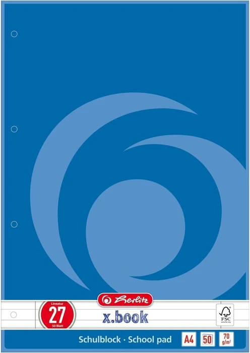 Herlitz Schulblock A4 50 Blatt FSC Mix Lineatur 27 1 Motiv