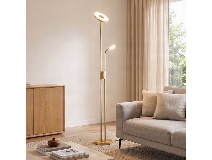 Seppa lampadaire LED Round Matt Brass - Lindby - Salon / séjour - Moderne - Métal - Rond