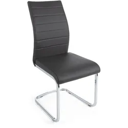 Stuhl Mayra 4er-Set, Kunstleder und Metall, klassisch gepolstert, dunkelgrau, Freischwinger