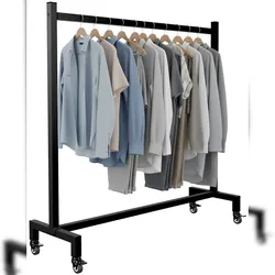 DELUKE Kleiderständer LENN 120x38x120cm, Edelstahl, Schwarz Kleiderstange Jackenständer Klamottenständer