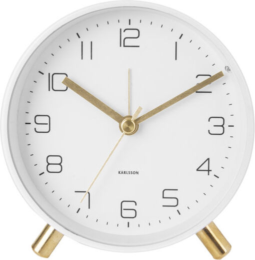 Karlsson Lofty Metal Quartz movement / Crystal Alarm Tabletop Clock White 11cm H X 11cm W X 5.2cm D
