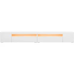 Merax Lowboard mit 16 Farben LED Beleuchtung, TV-Kommode, Fernsehtisch mit 2 Türen, 1 Klappe und 1 offenes Fach