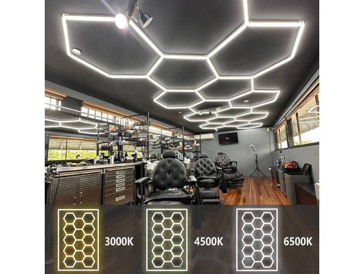 Lumière hexagonale à intensité variable, 3000K 4500K 6500K, LED en nid d'abeille, faible puissance, pour maison, salle de sport, Garage, Salon de coiffure, atelier, sous-sol, Bar, plafond