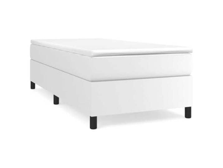 PUGYNBK Boxspringbett, 100 x 200 cm, mit Matratze aus Kunstleder, Weiß Taschenfedern, mittlere bis harte Unterstützung, Sperrholzlatten, weicher Schutz, einfache Reinigung