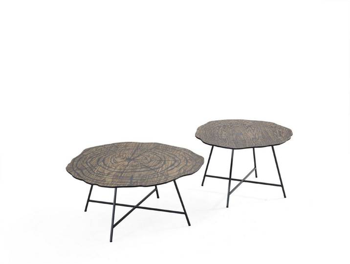 JVmoebel Couchtisch Holz-Couchtische in Braun mit Edelstahlfüßen für modernes Wohnen (Set, 2x Couchtische), Made in Europa