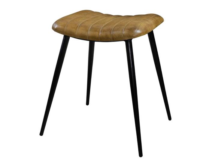 Tabouret en cuir camel matelassé