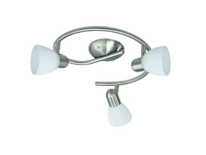 EGLO Deckenlampe Dakar 1, 3 flammige Deckenleuchte, Deckenspot aus Stahl Farbe: Nickel matt, Glas: Milchglas mit Wischtechnik, weiß, Fassung: E14