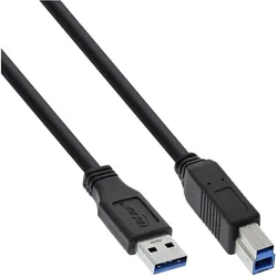 INLINE USB 3,2 Gen,1 Kabel, A an B, schwarz, 0,3m