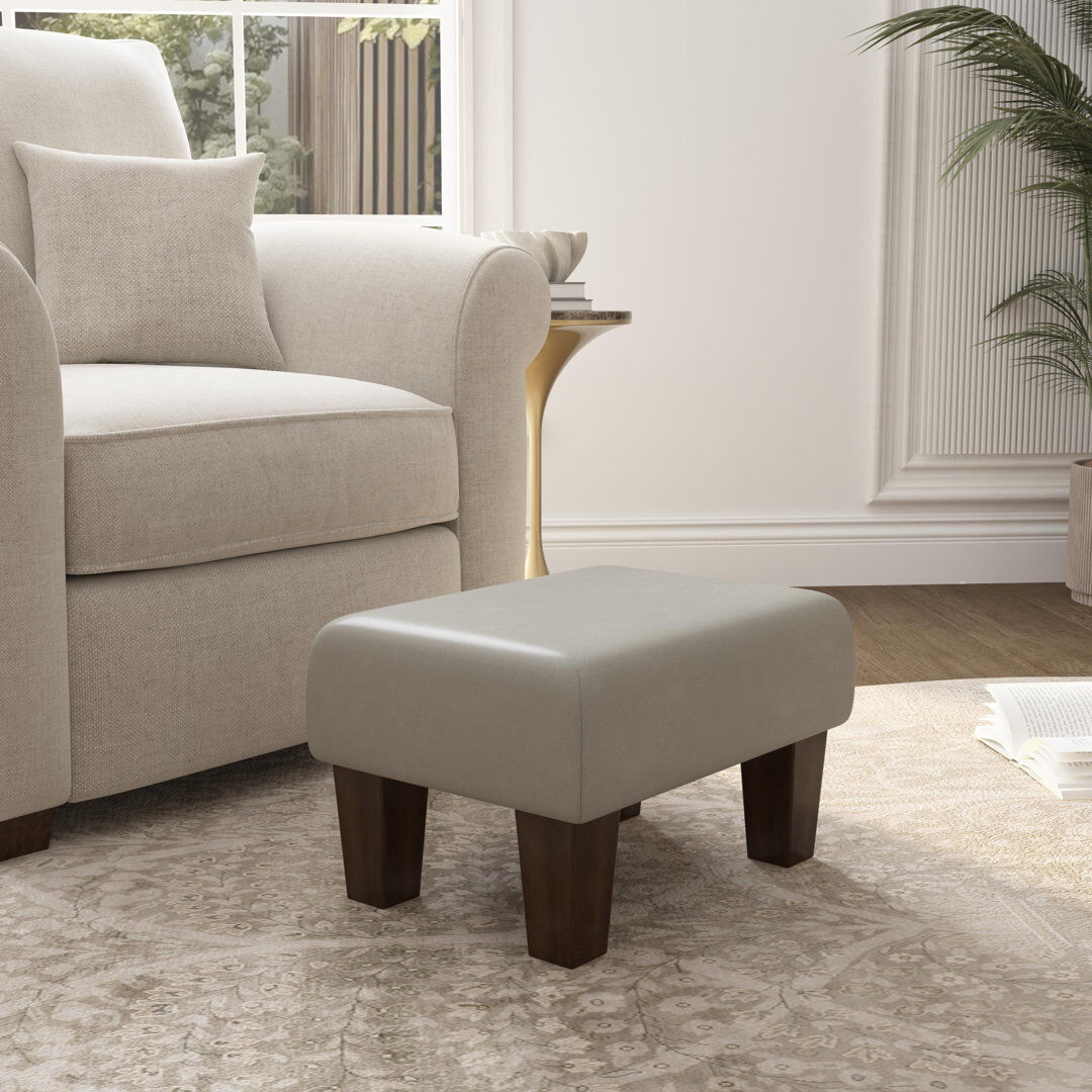 ClassicLiving Acierno Natural Wood Contemporary Leg - Faux Leather Flake Grey/Brown 27.5cm H X 45cm W X 45cm D