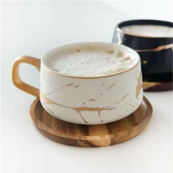 Intirilife, Tasse, Teetasse mit Holz Untersetzer (200 ml, 6x)
