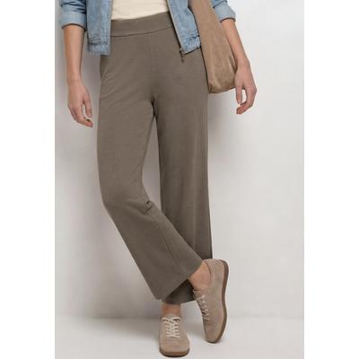 Stoffhose STREET ONE, Damen, Gr. 46, Länge 28, beige (schwarz tumbled beige), Stoff, 95% Viskose, 5% Elasthan, unifarben, loose fit knöchelfrei, Hosen Stoffhose, High Waist