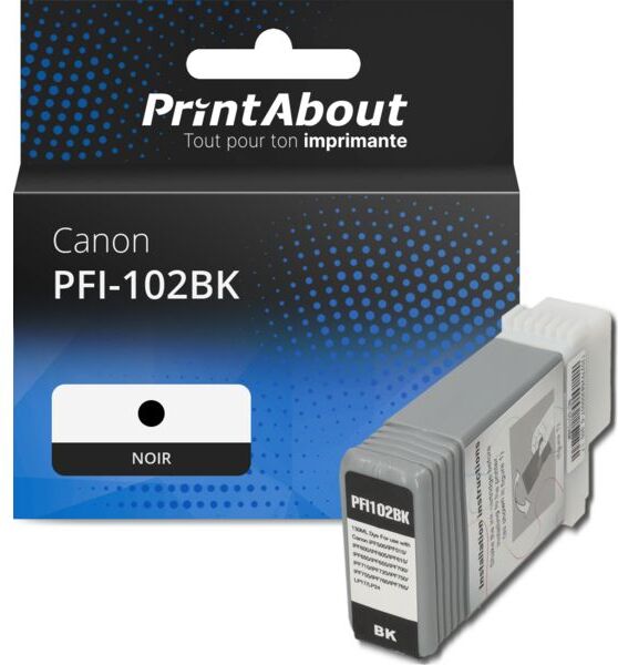 PrintAbout Cartouche compatible Canon PFI-102BK - Noir Noir