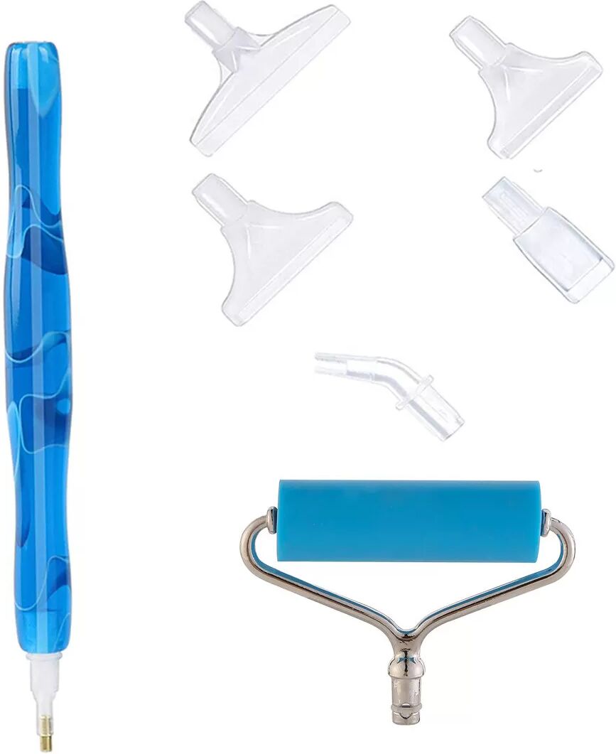 INF Ensemble de stylos de peinture au diamant avec rouleau Bleu