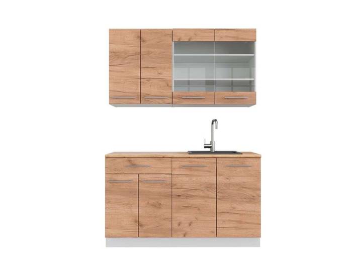 Cuisine Fame-Line 140cm PT Chêne Chêne de force doré/Blanc Vicco 42637