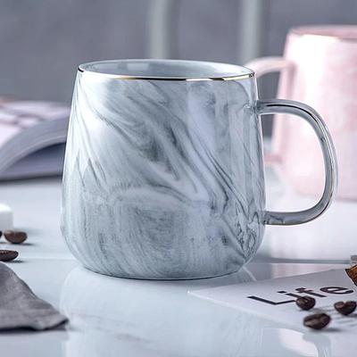 Uplifted Finds Nordic Ins Style Marble Ceramic Mug Elegant Gold Rim Coffee & Oatmeal Breakfast Cup gray