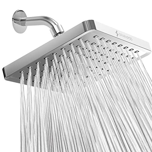 SparkPod Vaste Douchekop - Luxe Vierkante Hogedruk Regen Douche - 20 x 20 cm - Gepolijst