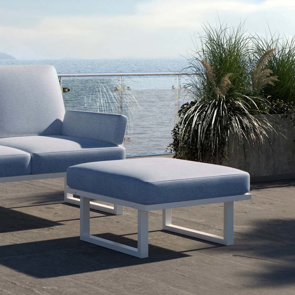 Mesonica Pouf bleu clair - cadre blanc Bleu 76x40x76cm