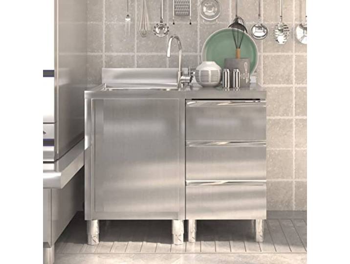 Chaduof Gastro-Küchenschränke 2 STK. Edelstahl, Edelstahl Arbeitsschrank, Arbeitstisch, Edelstahl Schrank, Pizzatisch, Grillschrank Outdoor 3083722