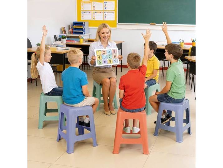 Ensemble de 10 tabourets empilables - Tabouret plastique - FLASIDU - sans dossier - Roulement 350lbs-matériau épais-surface givrée