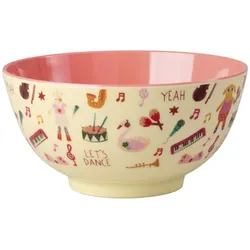RICE Melamin Schüssel Medium Music Band 700 ml, Pink - Medium, 700 ml