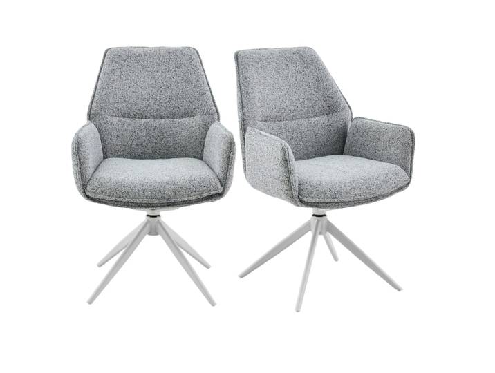Chaise pivotante chinée grise à accoudoirs (lot de 2)