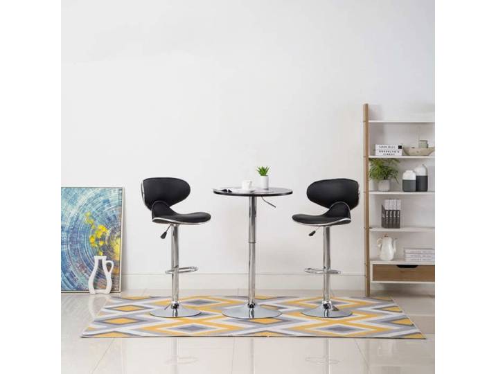 SOLDES d'Automne Lot de 2 Tabourets de bar - Tabourets Hauts pour Bar-Cuisine - noir similicuir - 50x46x108cm 978