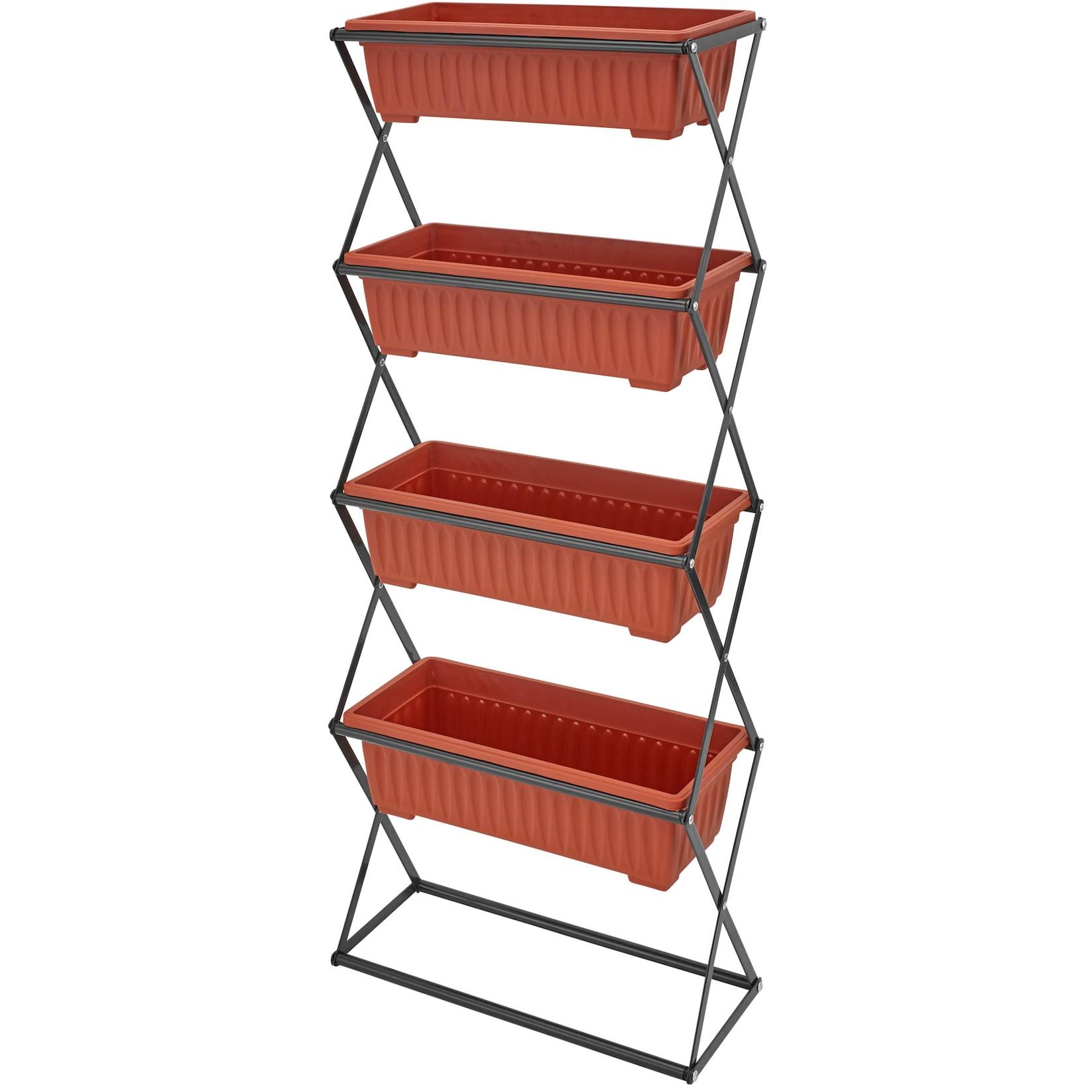 tectake® Vertikalbeet, mit 4 Pflanzkästen, platzsparende, vertikale Anordnung, 52 x 21 x 127 cm