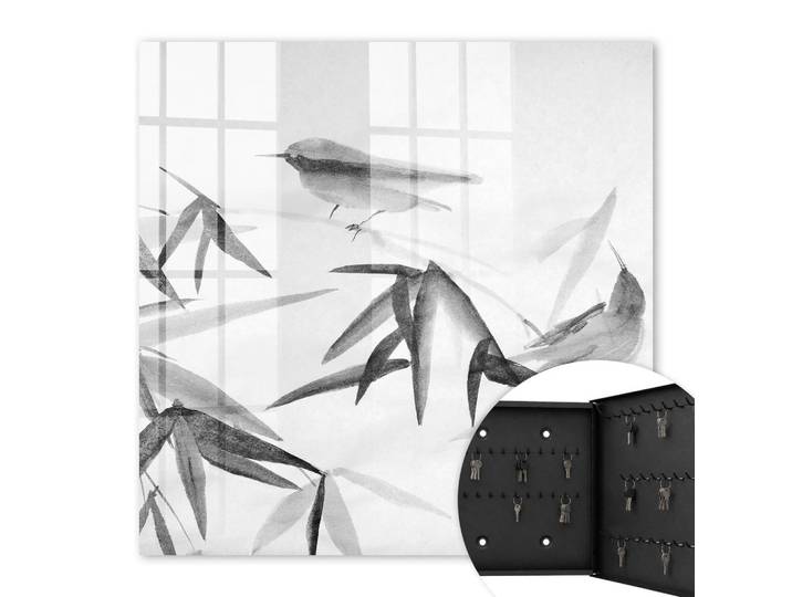 SCHLÜSSELBOX Schwarz 30x30 cm- Türöffnung nach rechts - Bambus Natur