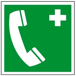 Aufkleber I Rettungszeichen Notruftelefon, Folie, selbstklebend, 200x200mm, ASR A1.3, DIN EN ISO 7010 E004