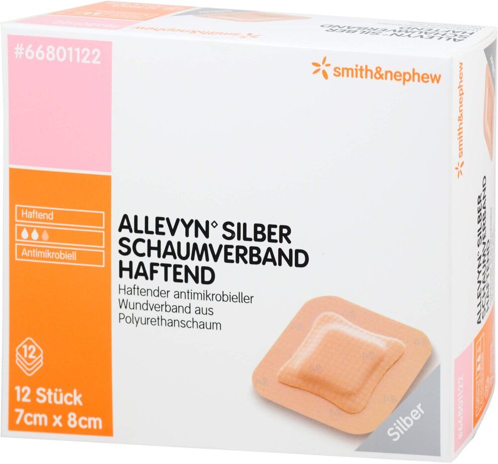 Allevyn Silber Schaumverb. 7x8 cm haftend 12stk