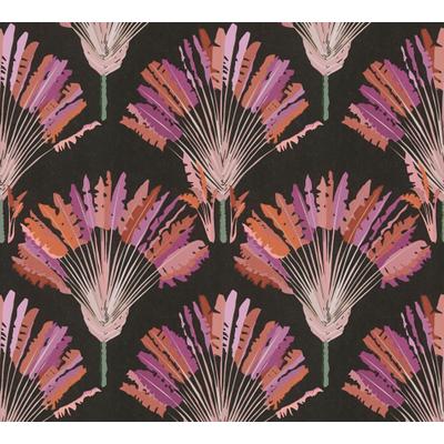 Vliestapete ARCHITECTS PAPER "Jungle Chic", bunt (schwarz orange lila), B:0,53m L:10,05m, Vlies, Tapeten, Palmentapete Tapete Dschungel Federn Tapeten Wohnzimmer Schlafzimmer