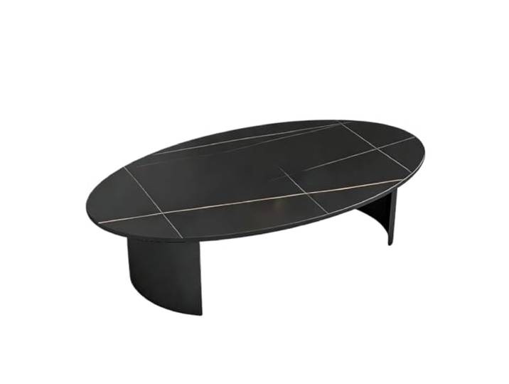 9bbhfJw4R Couchtisch im Landhausstil Kleiner ovaler Couchtisch aus Felsplatte for den Haushalt(Schwarz,Klein)