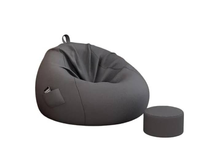Xumh2024-3 Sitzsack Sitzsack-Stuhl mit Ottomane und Kissen, gemütliches Sofa for die Lounge-Leseecke(Grigio,Klein)