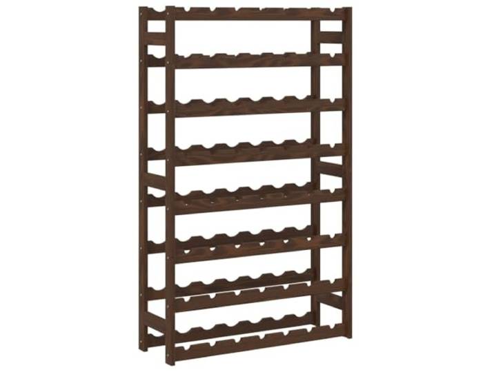 56 Weinflaschenständer aus massivem Kiefernholz, Braun 8 Ebenen, gewelltes Brettchen, Wandbefestigung, rustikales Design, für Küche und Keller