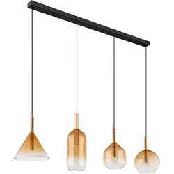 Pendelleuchte Hängelampe Deckenleuchte Esszimmerlampe Metall Glas Amber L 110cm