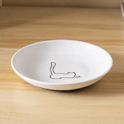 Inspire Picks Cute Ceramic Cat Snack & Water Bowl With Anti Slip Silicone Pad a3