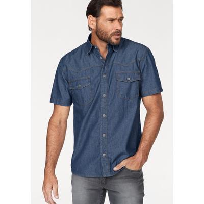Jeanshemd ARIZONA, Herren, Gr. 49/50 (4XL), N-Gr, blau (blau stone), Jeans, Obermaterial: 100% Baumwolle, unifarben, Basic, normal normal, Hemden Jeanshemd, Kurzarm im Western Stil