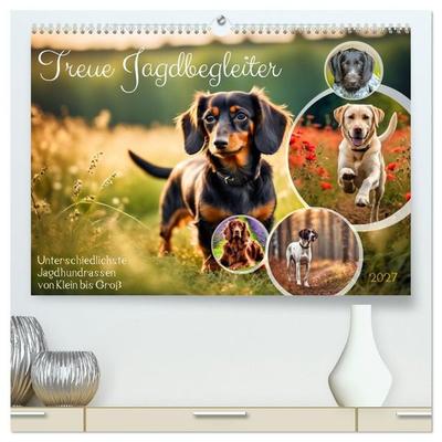 Treue Jagdbegleiter (hochwertiger Premium Wandkalender 2027 DIN A2 quer), Kunstdruck in Hochglanz