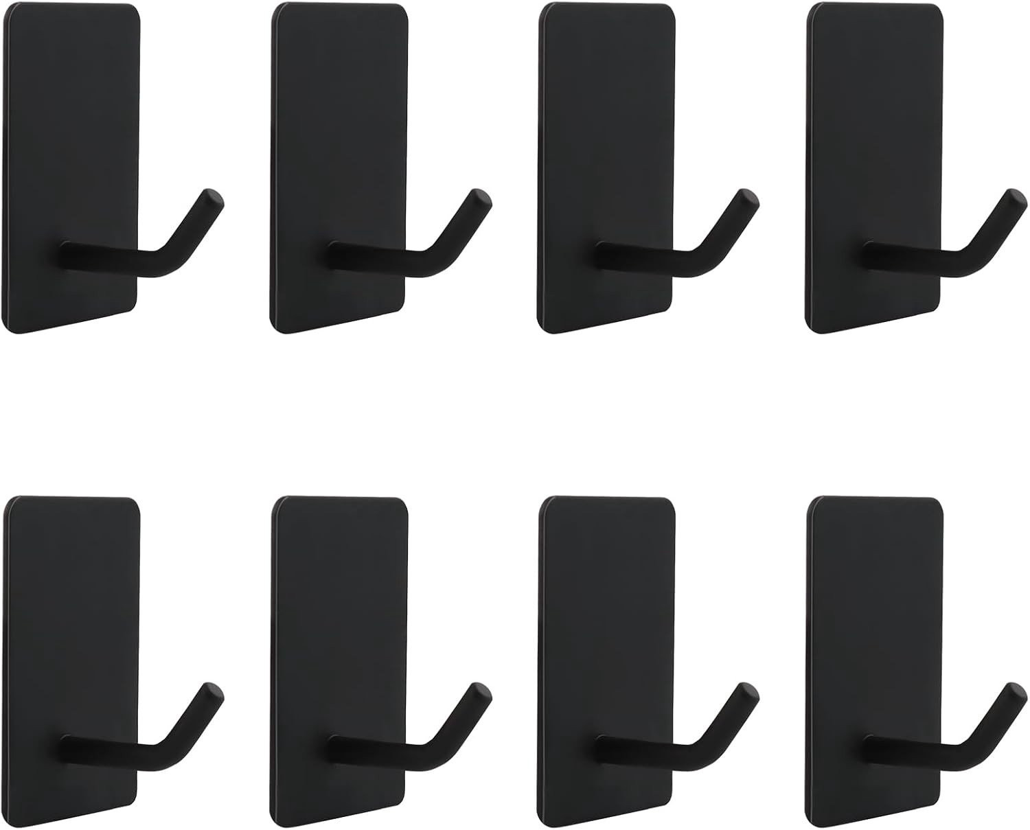 Set van 8 zwarte zelfklevende handdoekhaken voor badkamer, keuken en kantoor