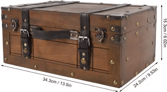 Inspire Curations HeritageLock Vintage Wooden Treasure Chest & Decorative Storage Trunk l