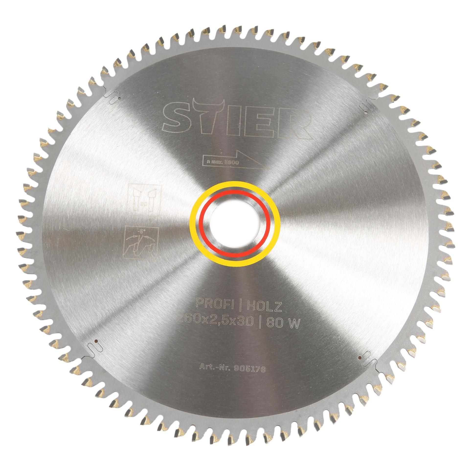 Stier Profi Kreissägeblatt Holz 260x2,5x30 80W -5° neg. Spanwinkel (82237764)