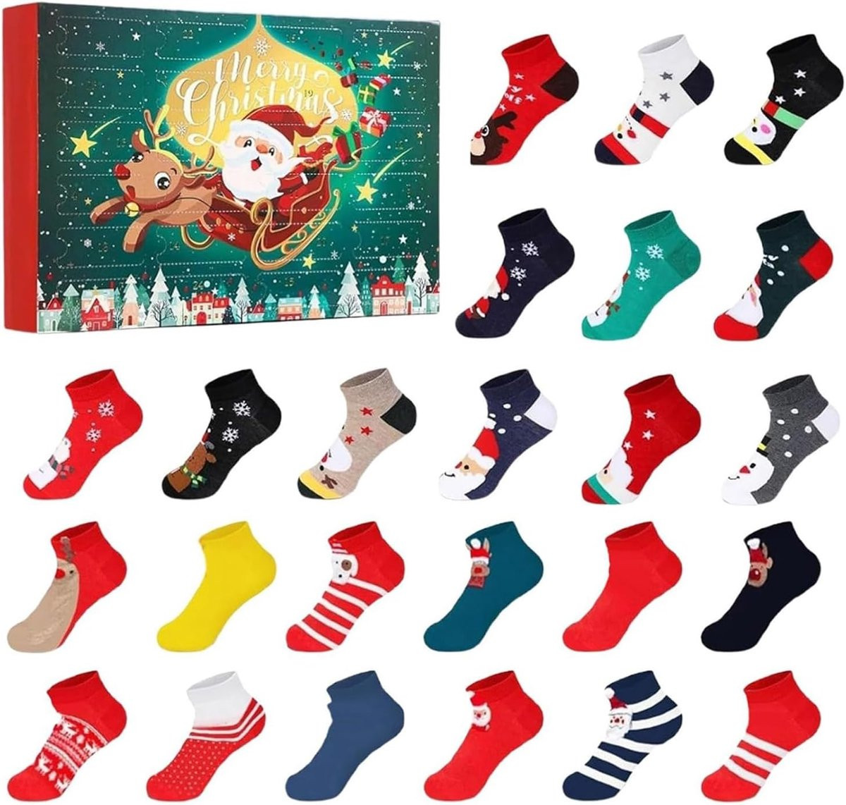 Kerst Countdown Kalender met 24 dagelijkse compartimenten, 36 x 25 x 4 cm