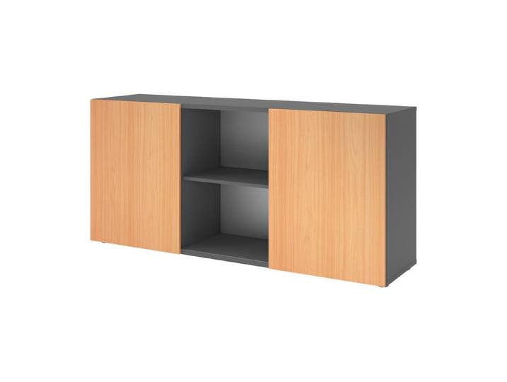 bümö Sideboard office Sideboard mit Schwebetür, Dekor: Graphit/Buche