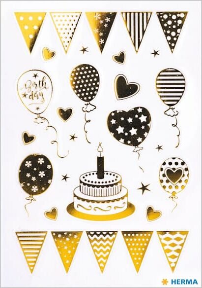 Herma stickers Creative birthday party gold foil (1) 10st
