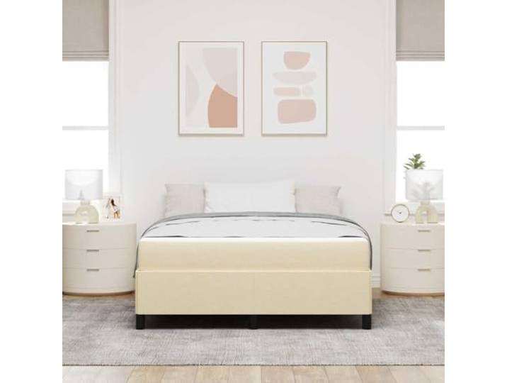 KTHLBRH Boxspringbett creme 140 x 200 cm Stoff Technisches Holz, fester Lattenrost, Unterstützung 280 kg, moderne Kammer