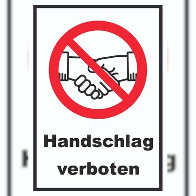 HB-Druck Handschlag verboten Schild kein Händeschütteln Symbol und Text Schild A1 (594x841mm)